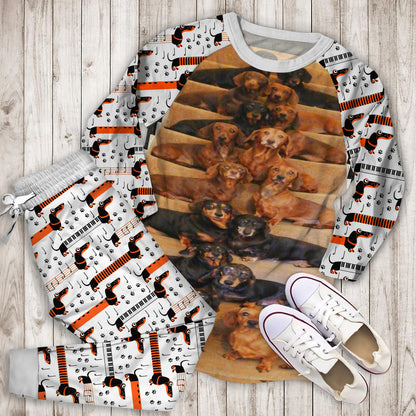 Dachshund Pajama Set | Pajamas | Cotton Sleepwear Sets | Soft Long Sleeve Pjs | Raglan Shirt and Pants Set