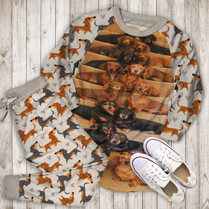 Dachshund Pajama Set | Pajamas | Cotton Sleepwear Sets | Soft Long Sleeve Pjs | Raglan Shirt and Pants Set