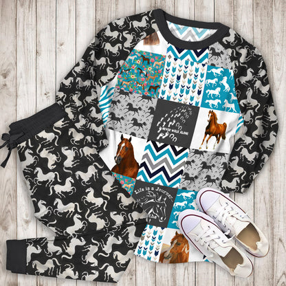 Enjoy The Ride Horse Pajama Set | Pajamas | Cotton Sleepwear Sets | Soft Long Sleeve Pjs | Raglan Shirt and Pants Set