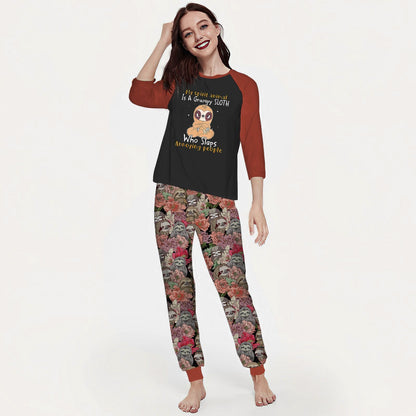 Sloth My Spiritual Animal Abw Pajama Set |Sleepwear Pjs Sets | Raglan Shirt Pants Set