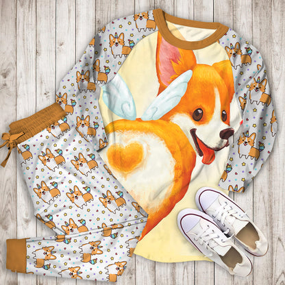 Corgi Butt Pajama Set |Sleepwear Pjs Sets | Raglan Shirt Pants Set