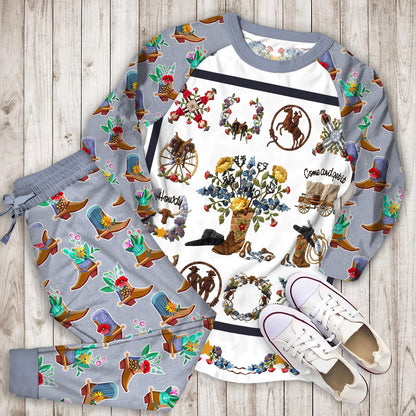 Cowboy Pajama Set | Pajamas | Cotton Sleepwear Sets | Soft Long Sleeve Pjs | Raglan Shirt and Pants Set