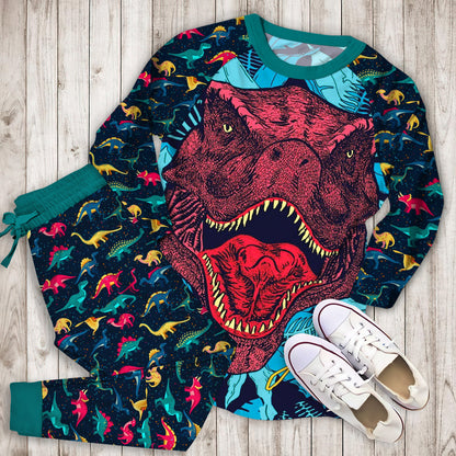Dinosaur Pajama Set | Pajamas | Cotton Sleepwear Sets | Soft Long Sleeve Pjs | Raglan Shirt and Pants Set