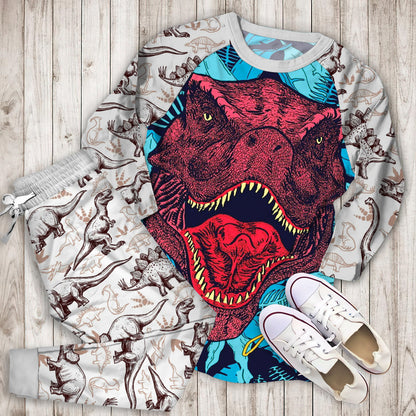 Dinosaur Pajama Set | Pajamas | Cotton Sleepwear Sets | Soft Long Sleeve Pjs | Raglan Shirt and Pants Set
