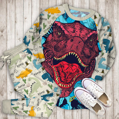 Dinosaur Pajama Set | Pajamas | Cotton Sleepwear Sets | Soft Long Sleeve Pjs | Raglan Shirt and Pants Set