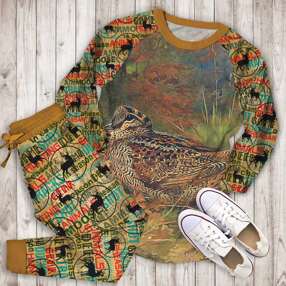 Woodcock Hunting Personalized Name Pajama Set |Sleepwear Pjs Sets | Raglan Shirt Pants Set