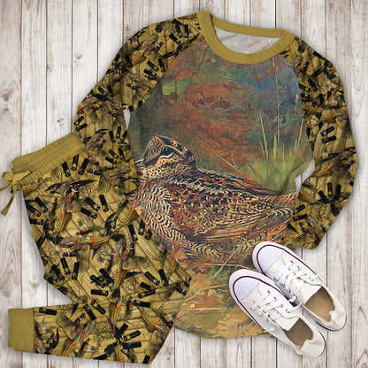 Woodcock Hunting Personalized Name Pajama Set |Sleepwear Pjs Sets | Raglan Shirt Pants Set