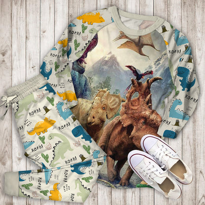 Dinosaur World Pajama Set |Sleepwear Pjs Sets | Raglan Shirt Pants Set