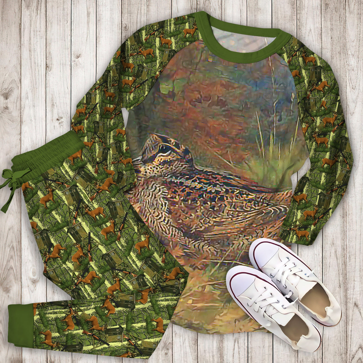 Woodcock Hunting Personalized Name Pajama Set |Sleepwear Pjs Sets | Raglan Shirt Pants Set
