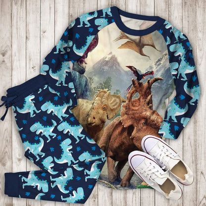 Dinosaur World Pajama Set |Sleepwear Pjs Sets | Raglan Shirt Pants Set