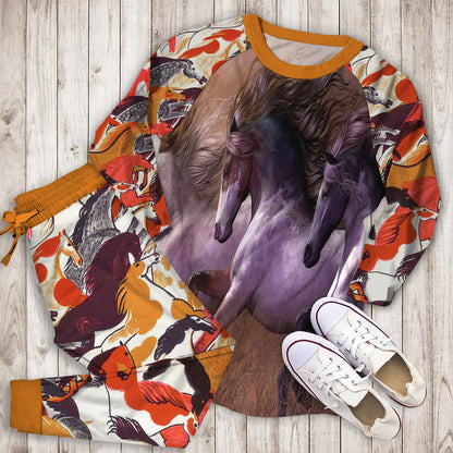 Horse Pajama Set | Pajamas | Cotton Sleepwear Sets | Soft Long Sleeve Pjs | Raglan Shirt and Pants Set