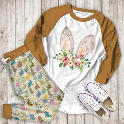 Rabbit Cute Rabbits Abp Pajama Set |Sleepwear Pjs Sets | Raglan Shirt Pants Set
