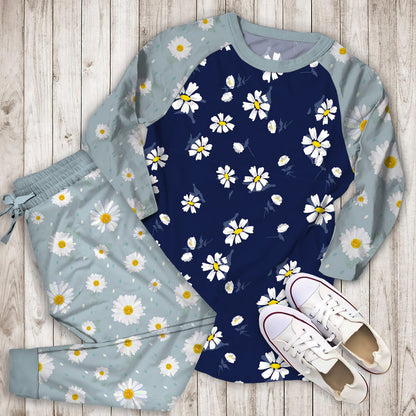 Daisies Pajama Set | Pajamas | Cotton Sleepwear Sets | Soft Long Sleeve Pjs | Raglan Shirt and Pants Set