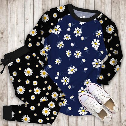 Daisies Pajama Set | Pajamas | Cotton Sleepwear Sets | Soft Long Sleeve Pjs | Raglan Shirt and Pants Set