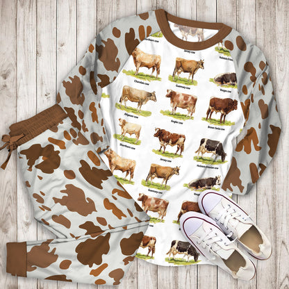 Cow Pajama Set | Pajamas | Cotton Sleepwear Sets | Soft Long Sleeve Pjs | Raglan Shirt and Pants Set