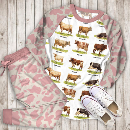 Cow Pajama Set | Pajamas | Cotton Sleepwear Sets | Soft Long Sleeve Pjs | Raglan Shirt and Pants Set