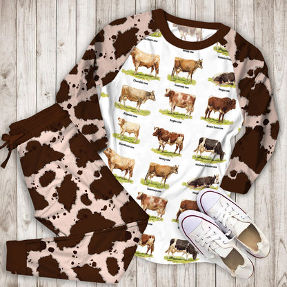 Cow Pajama Set | Pajamas | Cotton Sleepwear Sets | Soft Long Sleeve Pjs | Raglan Shirt and Pants Set