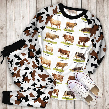 Cow Pajama Set | Pajamas | Cotton Sleepwear Sets | Soft Long Sleeve Pjs | Raglan Shirt and Pants Set