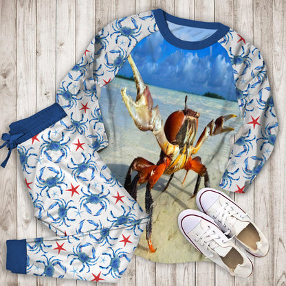 Crab Pajama Set |Sleepwear Pjs Sets | Raglan Shirt Pants Set