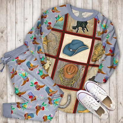 Western Cowboy Pajama Set |Sleepwear Pjs Sets | Raglan Shirt Pants Set
