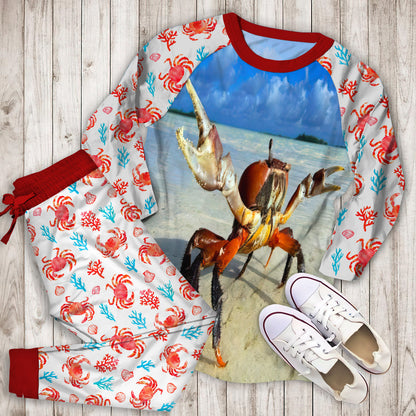 Crab Pajama Set |Sleepwear Pjs Sets | Raglan Shirt Pants Set