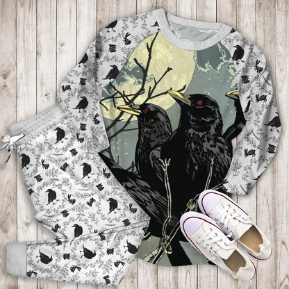 Crow Pajama Set |Sleepwear Pjs Sets | Raglan Shirt Pants Set