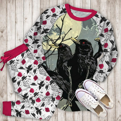 Crow Pajama Set |Sleepwear Pjs Sets | Raglan Shirt Pants Set