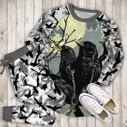 Crow Pajama Set |Sleepwear Pjs Sets | Raglan Shirt Pants Set