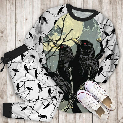 Crow Pajama Set |Sleepwear Pjs Sets | Raglan Shirt Pants Set