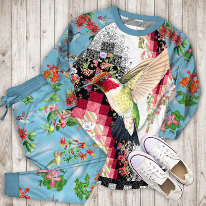 Hummingbird Pajama Set | Pajamas | Cotton Sleepwear Sets | Soft Long Sleeve Pjs | Raglan Shirt and Pants Set