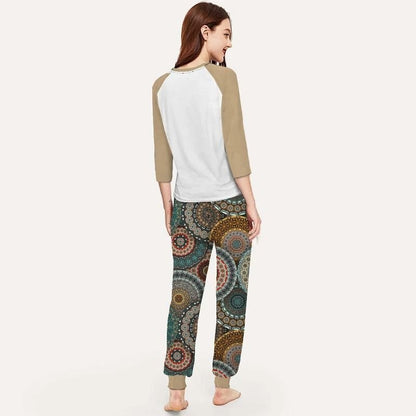 Hummingbird Mandala Aao Pajama Set |Sleepwear Pjs Sets | Raglan Shirt Pants Set