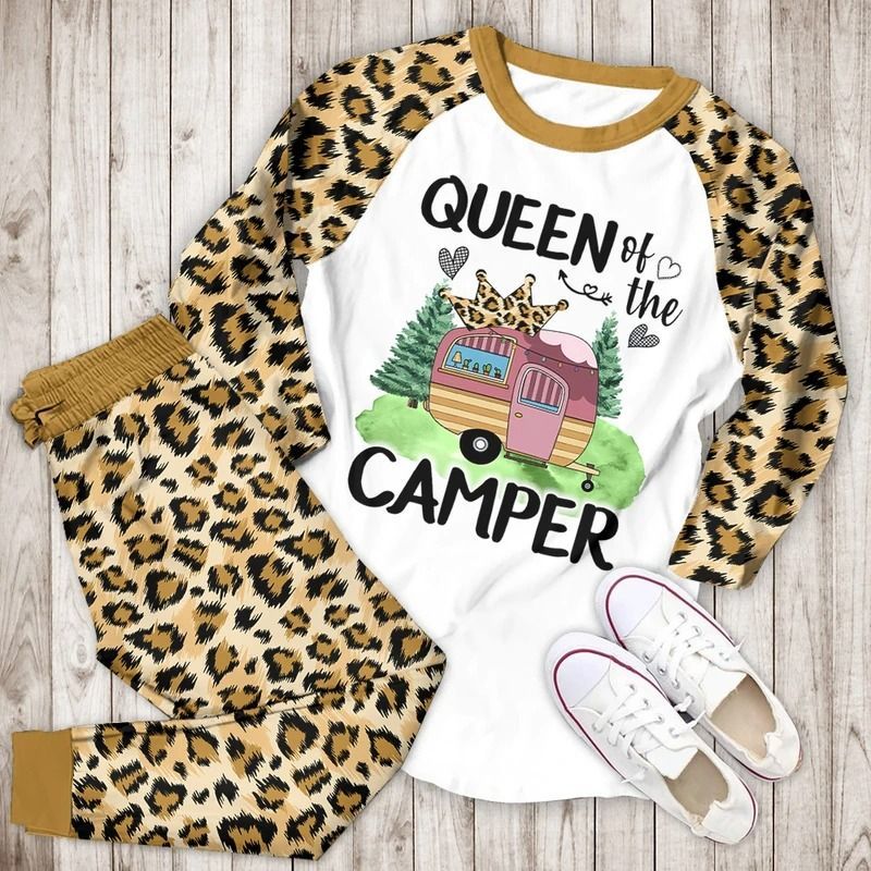 Camper Queen Aac Pajama Set |Sleepwear Pjs Sets | Raglan Shirt Pants Set