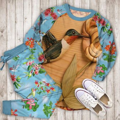 Humming Bird Pajama Set | Pajamas | Cotton Sleepwear Sets | Soft Long Sleeve Pjs | Raglan Shirt and Pants Set