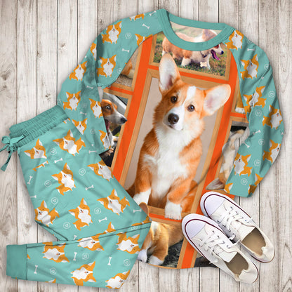 Corgi Pajama Set | Pajamas | Cotton Sleepwear Sets | Soft Long Sleeve Pjs | Raglan Shirt and Pants Set