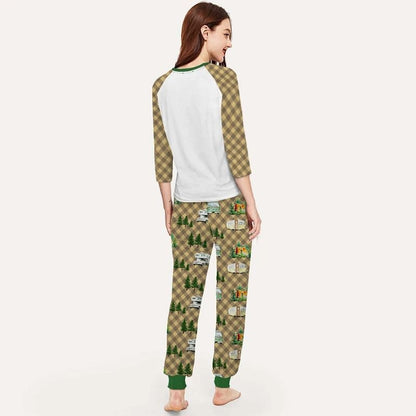 Lets Go Camping Aaq Pajama Set |Sleepwear Pjs Sets | Raglan Shirt Pants Set