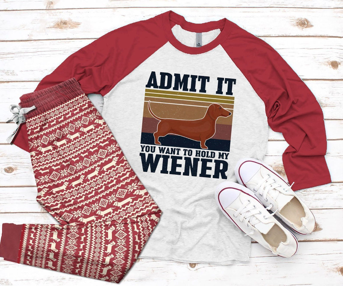 Dachshund Admit Pajama Set |Sleepwear Pjs Sets | Raglan Shirt Pants Set