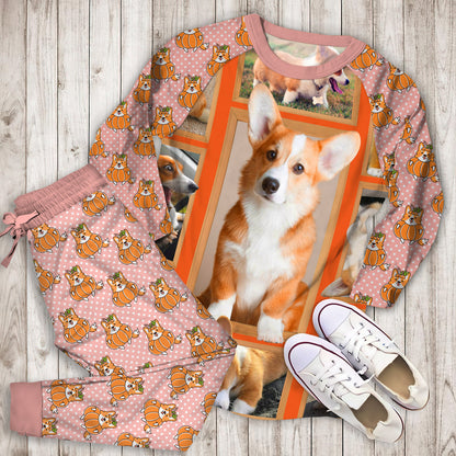 Corgi Pajama Set | Pajamas | Cotton Sleepwear Sets | Soft Long Sleeve Pjs | Raglan Shirt and Pants Set