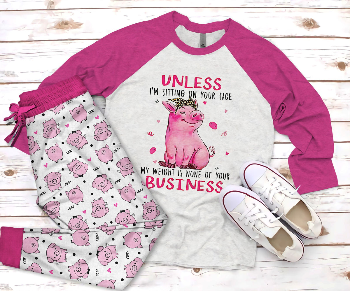 Pig Business Pajama Set |Sleepwear Pjs Sets | Raglan Shirt Pants Set