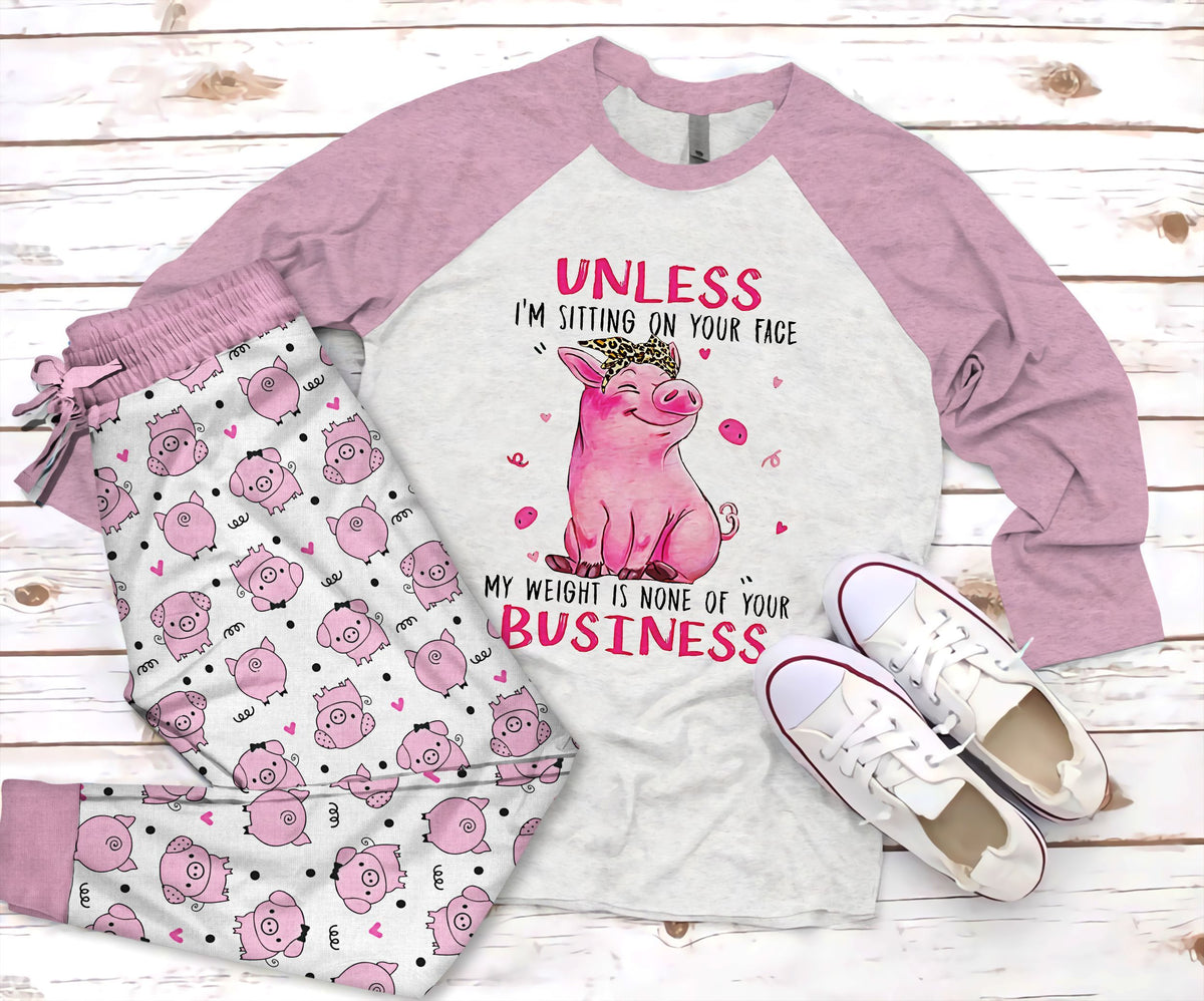 Pig Business Pajama Set |Sleepwear Pjs Sets | Raglan Shirt Pants Set
