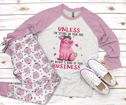 Pig Business Pajama Set |Sleepwear Pjs Sets | Raglan Shirt Pants Set