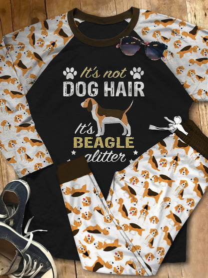 Beagle Beagle Glitter Aac Pajama Set |Sleepwear Pjs Sets | Raglan Shirt Pants Set