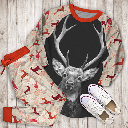 Deer Pajama Set | Pajamas | Cotton Sleepwear Sets | Soft Long Sleeve Pjs | Raglan Shirt and Pants Set