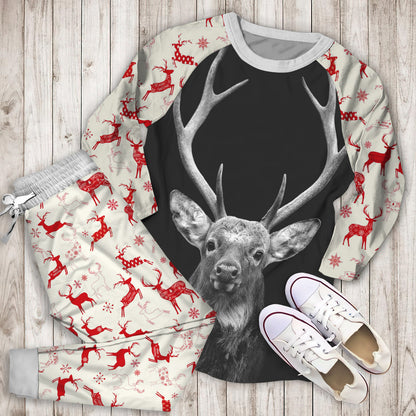 Deer Pajama Set | Pajamas | Cotton Sleepwear Sets | Soft Long Sleeve Pjs | Raglan Shirt and Pants Set
