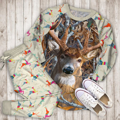 Deer Camo Pajama Set |Sleepwear Pjs Sets | Raglan Shirt Pants Set