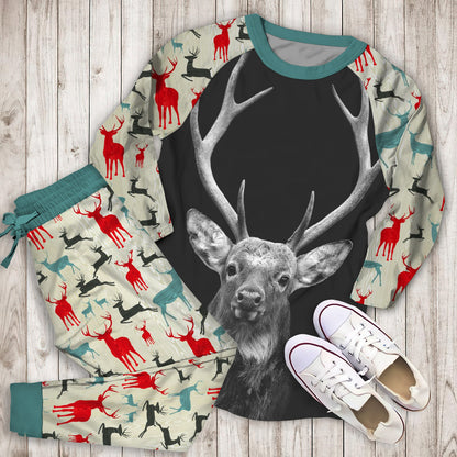 Deer Pajama Set | Pajamas | Cotton Sleepwear Sets | Soft Long Sleeve Pjs | Raglan Shirt and Pants Set