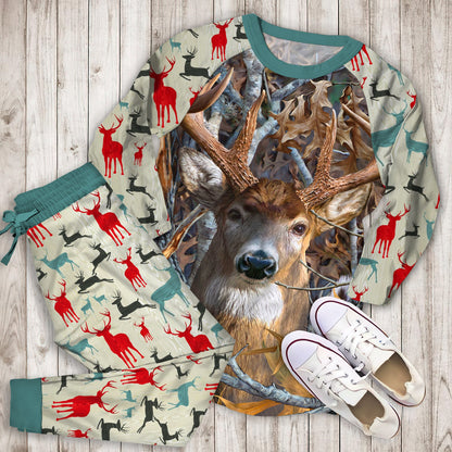 Deer Camo Pajama Set |Sleepwear Pjs Sets | Raglan Shirt Pants Set