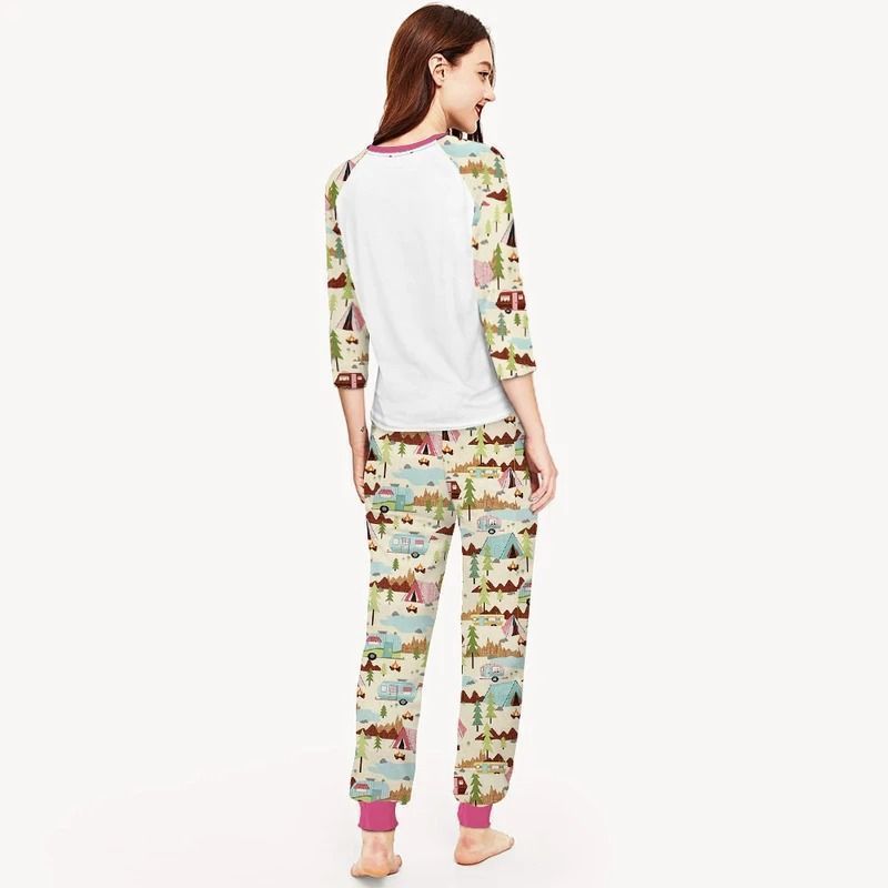 A Girl Who Love Camping Aaa Pajama Set |Sleepwear Pjs Sets | Raglan Shirt Pants Set