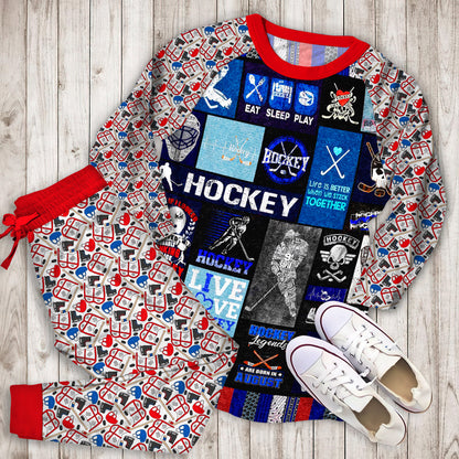 Hockey Pajama Set |Sleepwear Pjs Sets | Raglan Shirt Pants Set