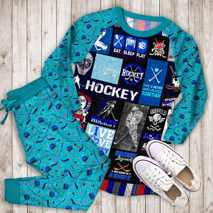 Hockey Pajama Set |Sleepwear Pjs Sets | Raglan Shirt Pants Set