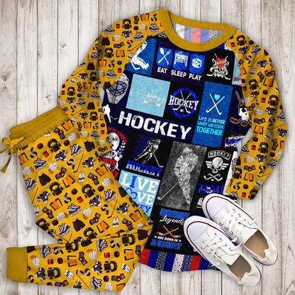 Hockey Pajama Set |Sleepwear Pjs Sets | Raglan Shirt Pants Set